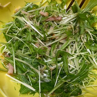 えのきとベーコン炒めの水菜サラダ